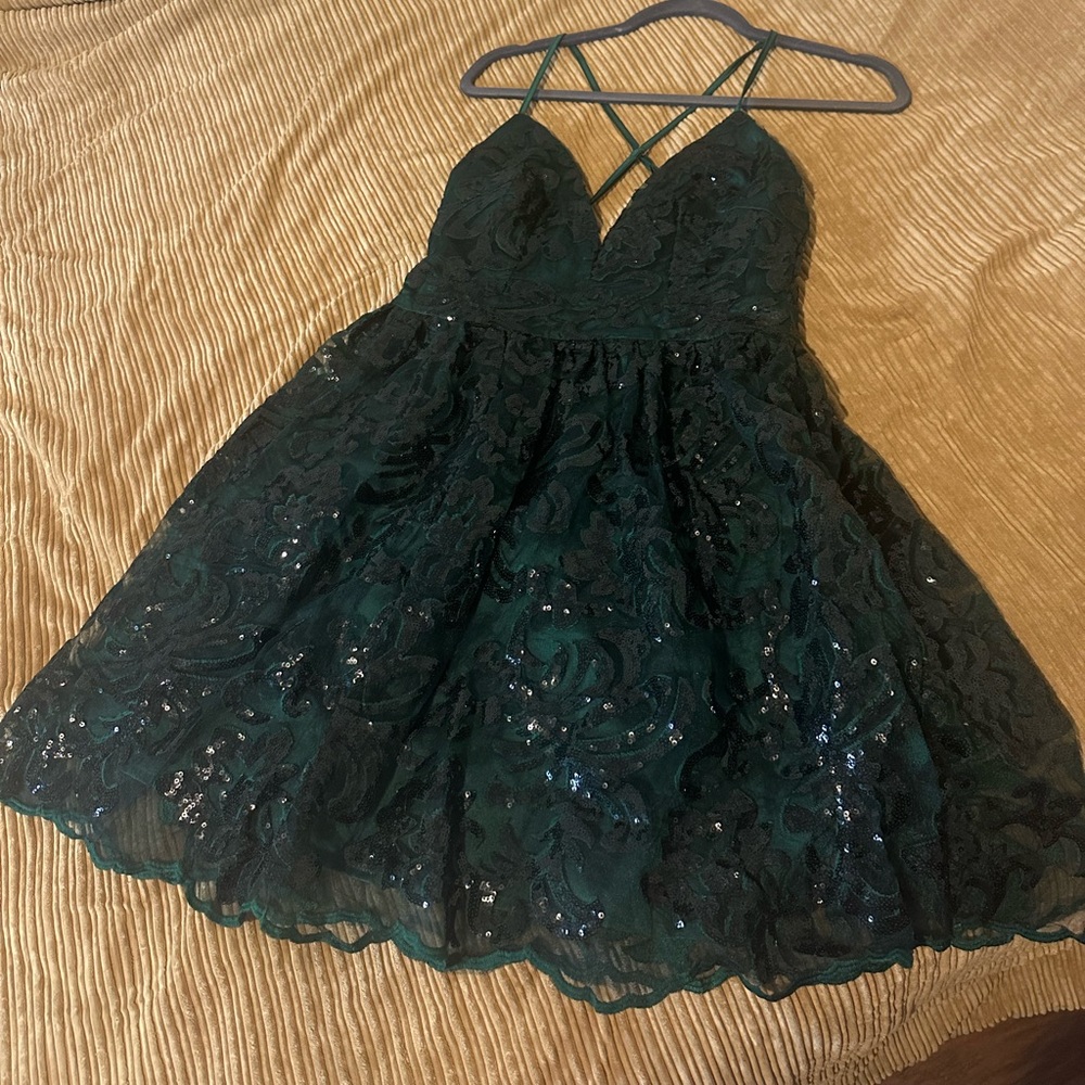 Lulus Green Sequin Mini Dress - Picture 4 of 9